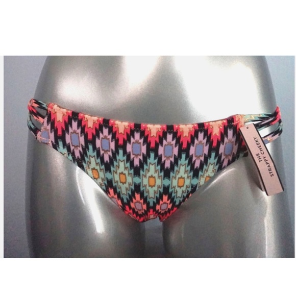 Victorias Secret Nwt Warm Ikat Foil The Strappy Cheeky Twisted Bikini Bottom XS - Picture 1 of 3